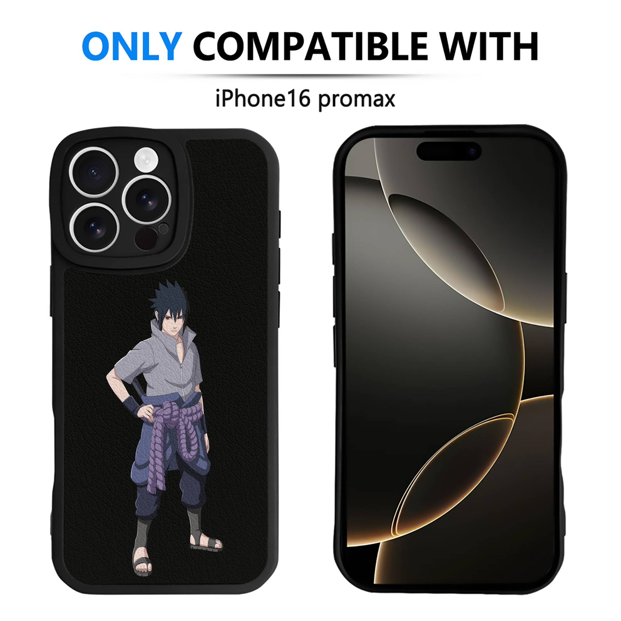 （画像用） NARUTO -ナルト- うちは サスケ Uchiha Sasuke 【iPhone 16シリーズ対応】シリコンスマホケース（レザー調） 材質：シリコン
